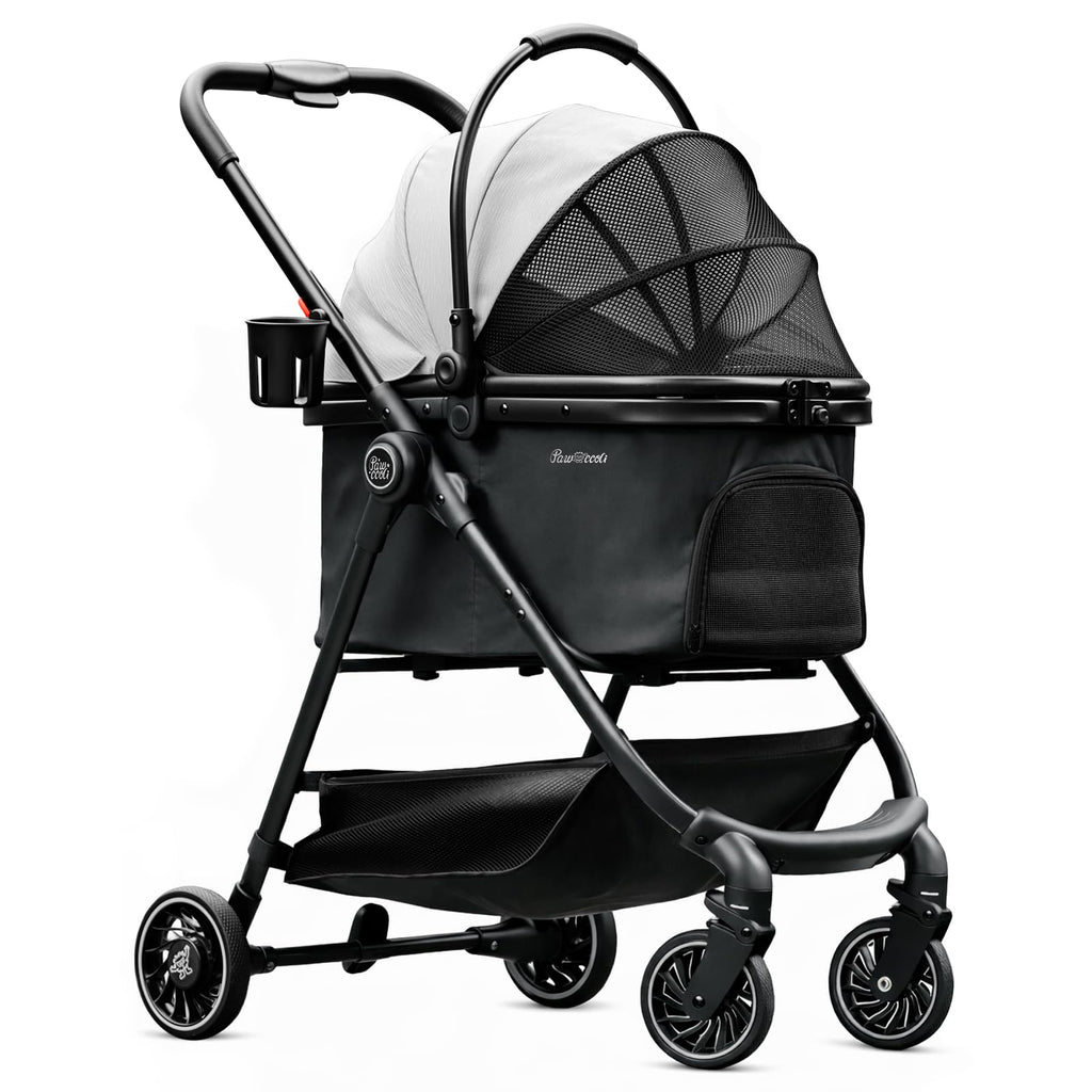Black Foldable Pet Stroller with Detachable Carrier W51066