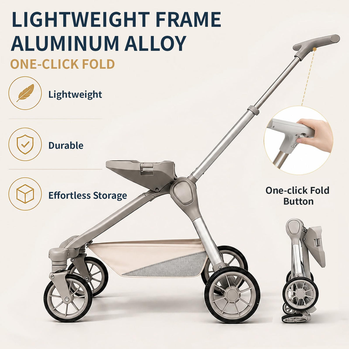 Khaki Dog Stroller with Detachable Carrier A269