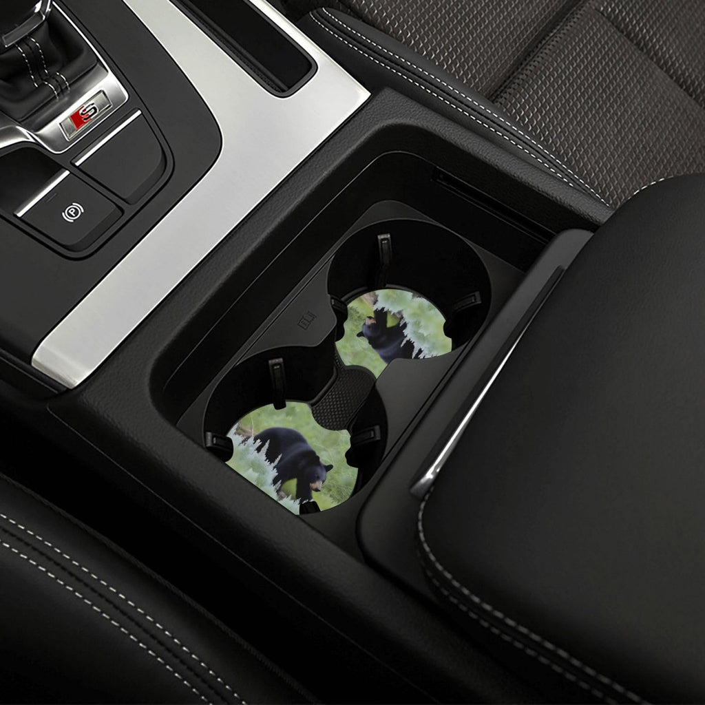 Black Bear Rubber Car Coasters Set of 2 U82914