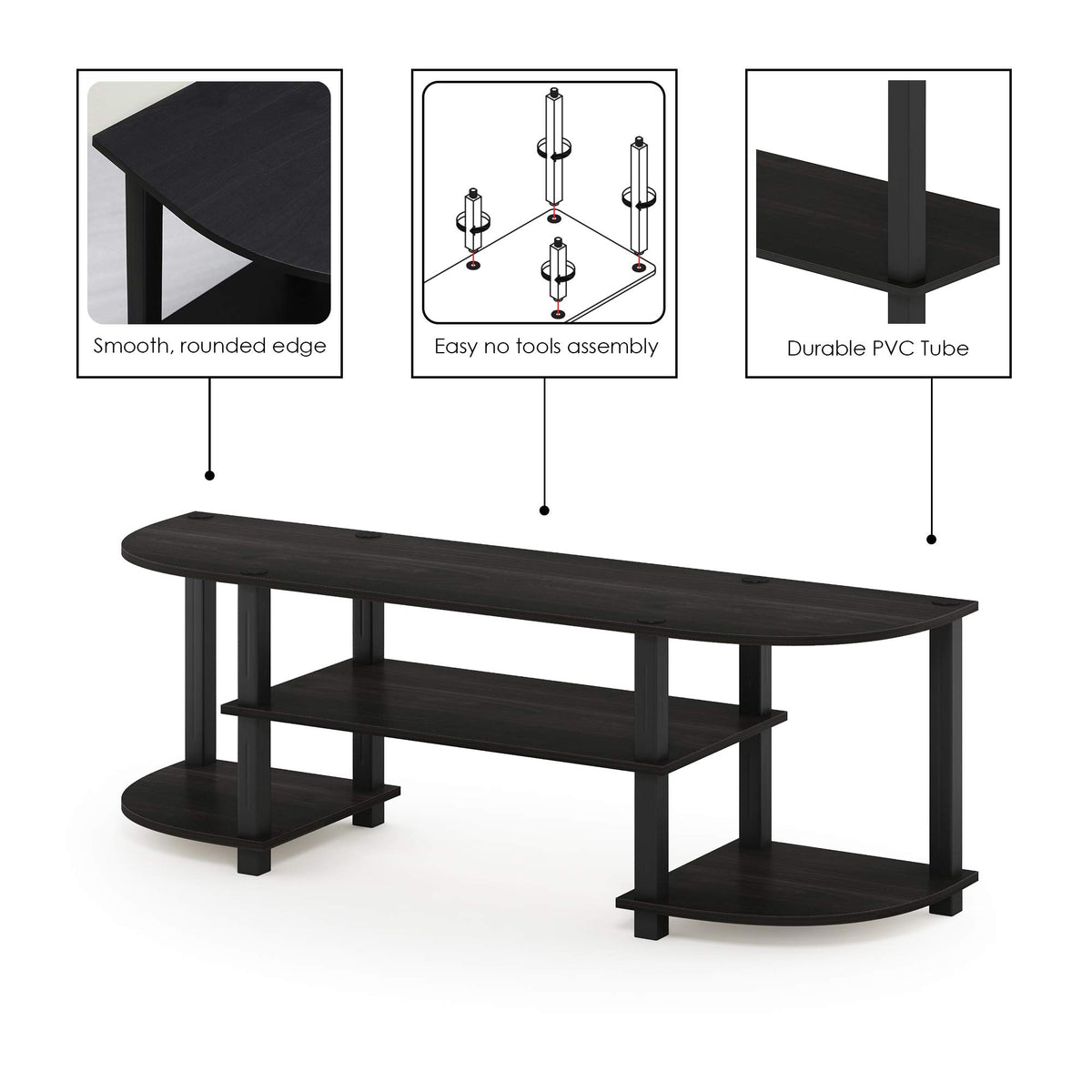 Black 3-Tier TV Stand for 55 Inch TV A479