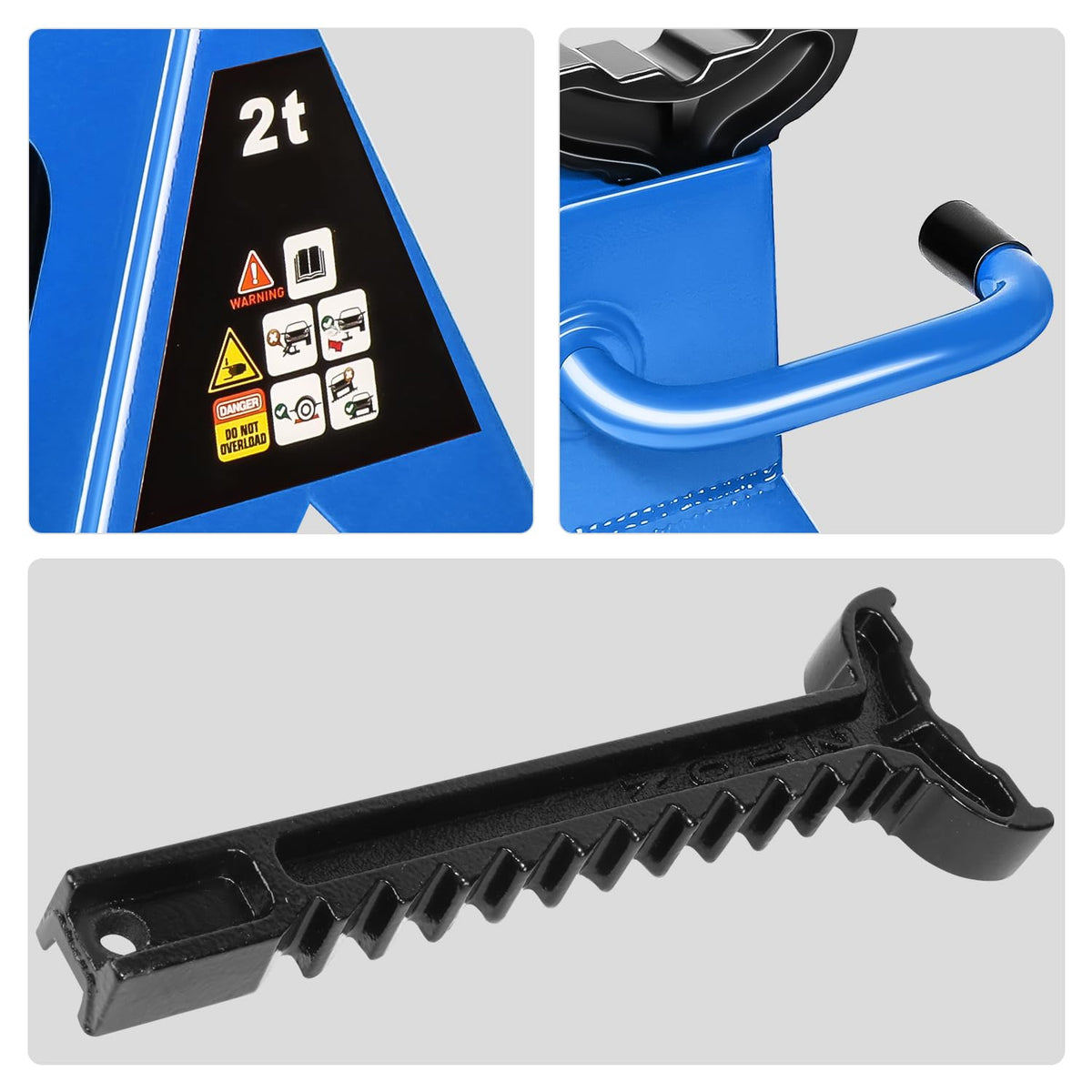 Low Profile Hydraulic Trolley Floor Jack with 2 Ratchet Jack Stands, 2 Ton Capacity, Blue S6627