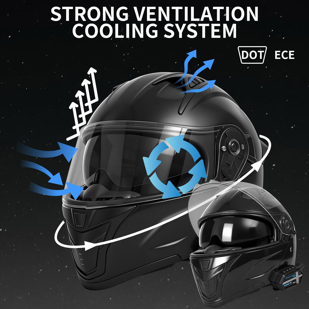DOT Approved Flip Up Full Face Motorcycle Helmet with Dual Visor K1813