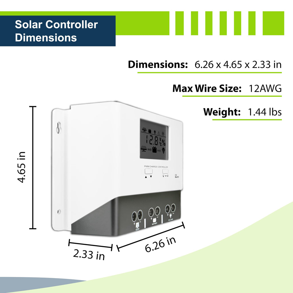 200W 12V Solar Power Kit with 200W Mono Rigid Solar Panels and 30A PWM Charge Controller X318