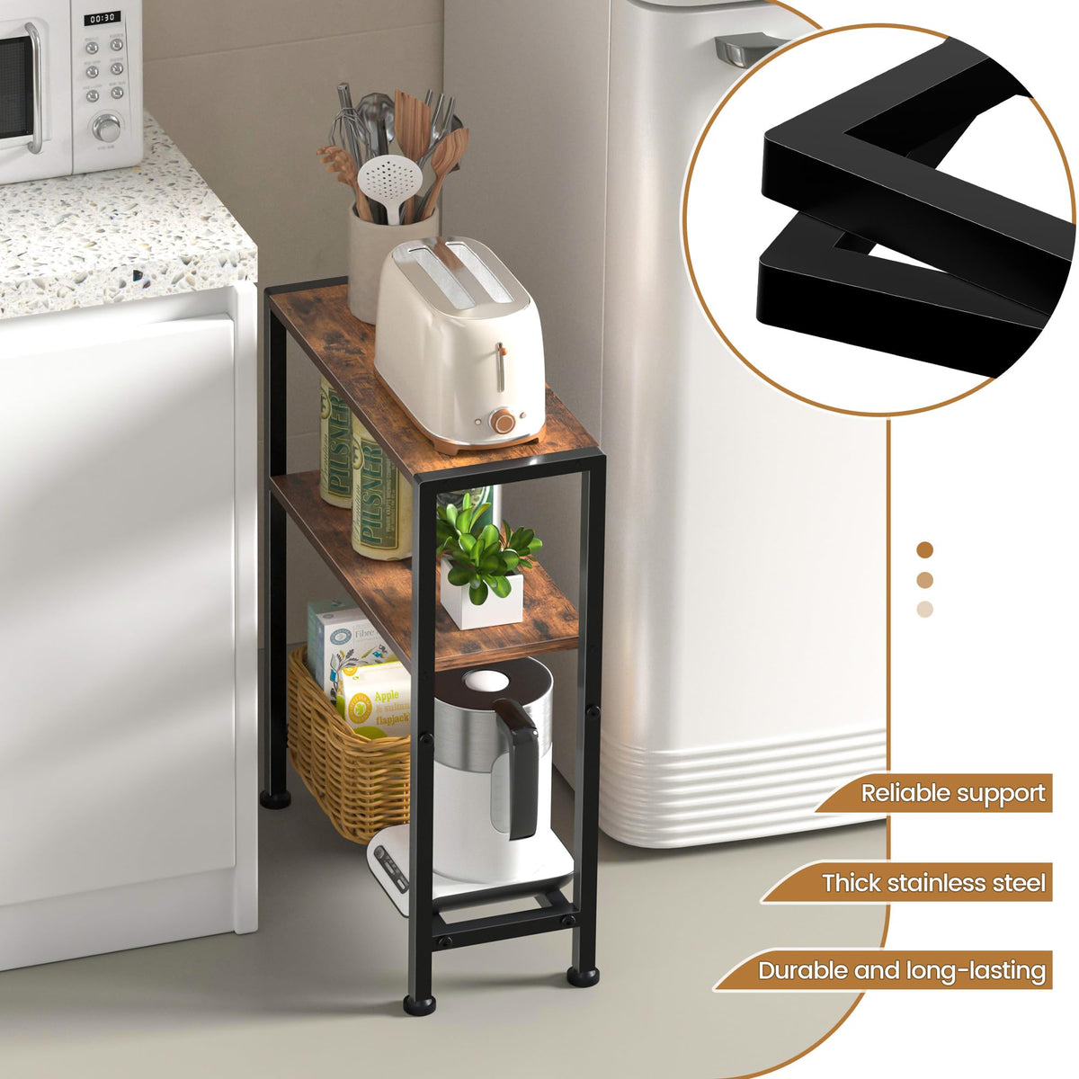 Narrow 2-Tier Side Table with Shelf K61655