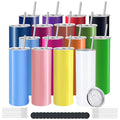 16 Pack 20oz Stainless Steel Insulated Tumblers with Lid and Straw E62256