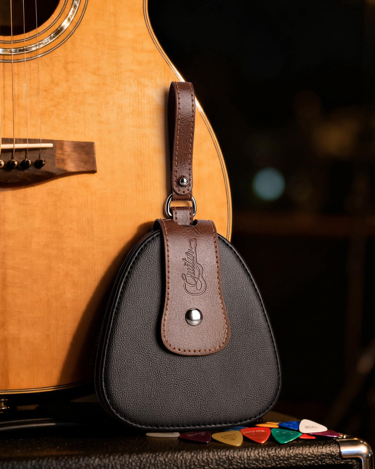 Guitar Picks Holder PU Leather Bag X792