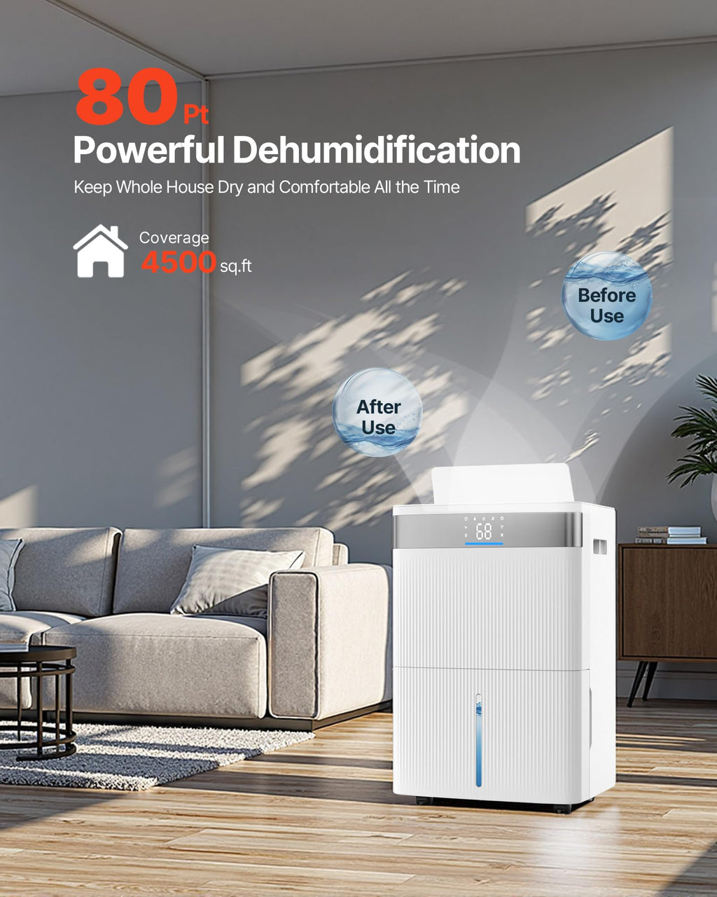 80 Pints Dehumidifier with Drain Hose A2846
