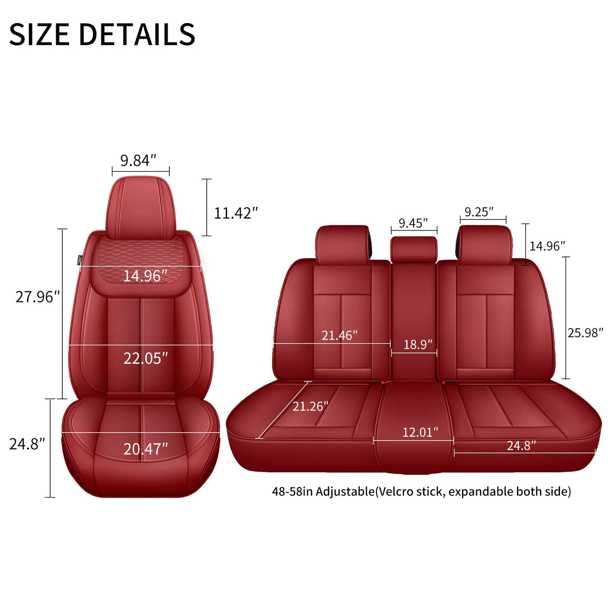 Red 5 Seat Car Seat Covers Full Set K12019