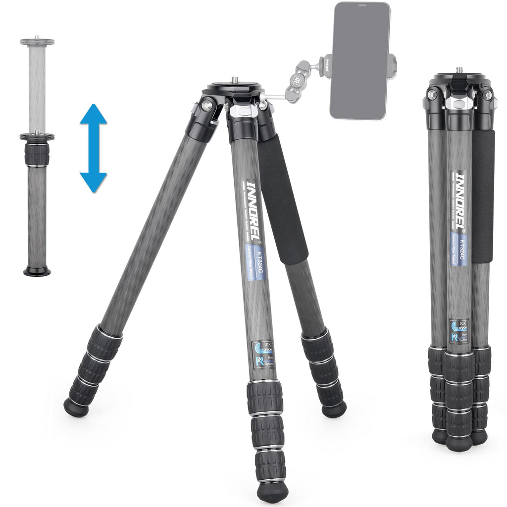 Carbon Fiber Tripod Without Head Portable Compact Travel Tripod 55lbs Max Load D244