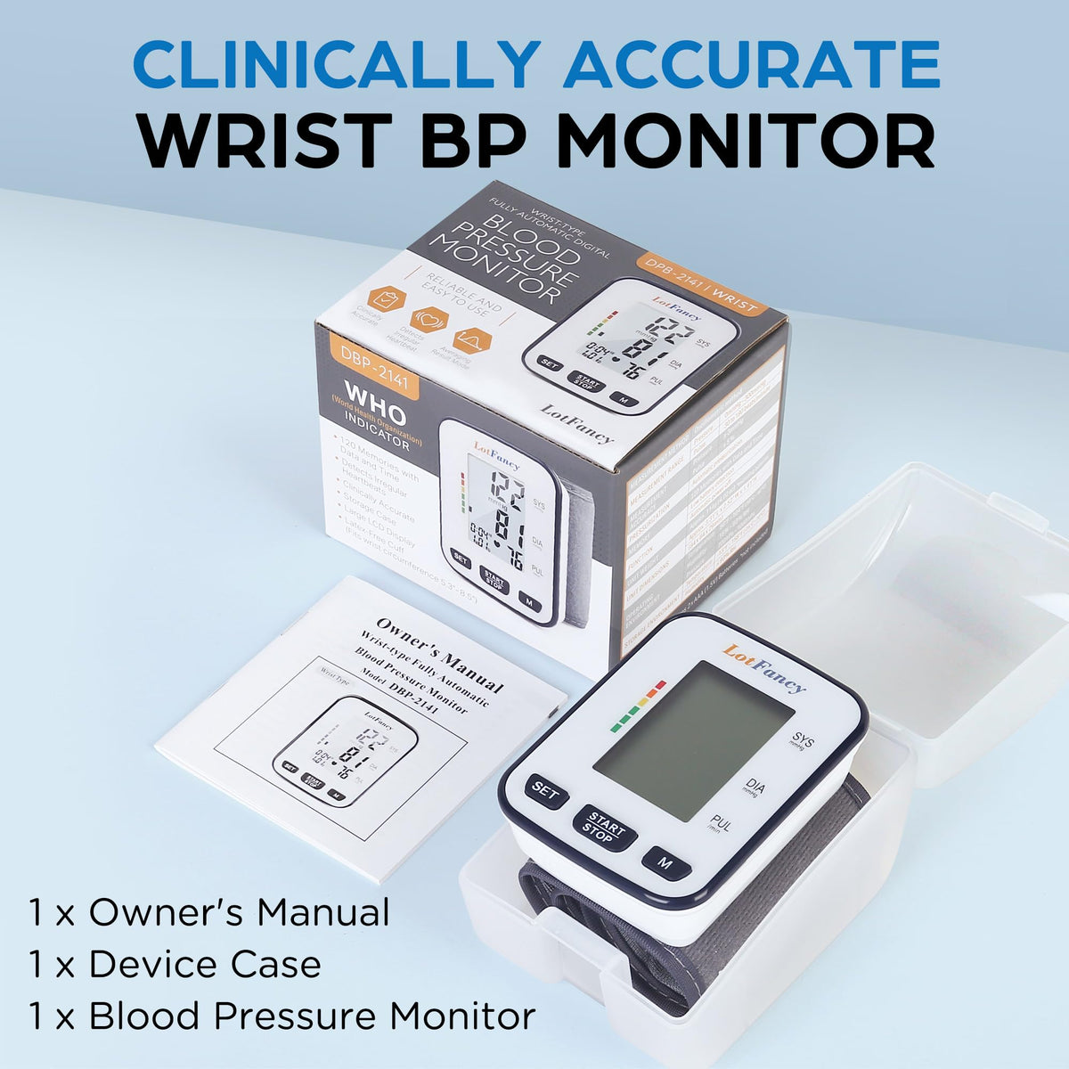 Automatic Wrist Blood Pressure Monitor with Adjustable Cuff and 120 Memory N6440