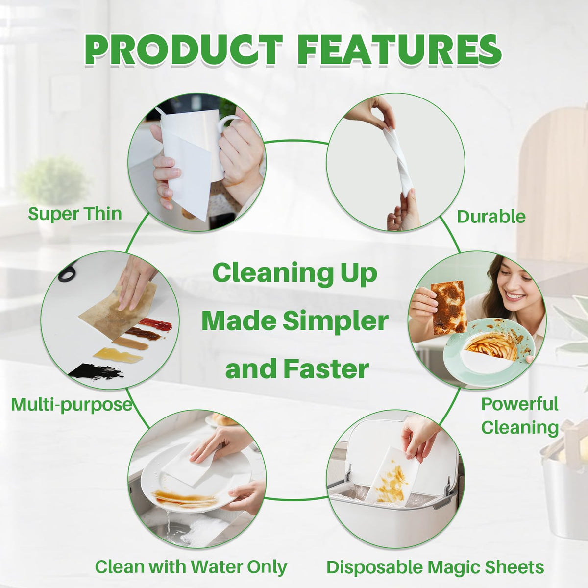 Magic Sponge Eraser Sheets, 52 Pack Dish Wipes Z50406