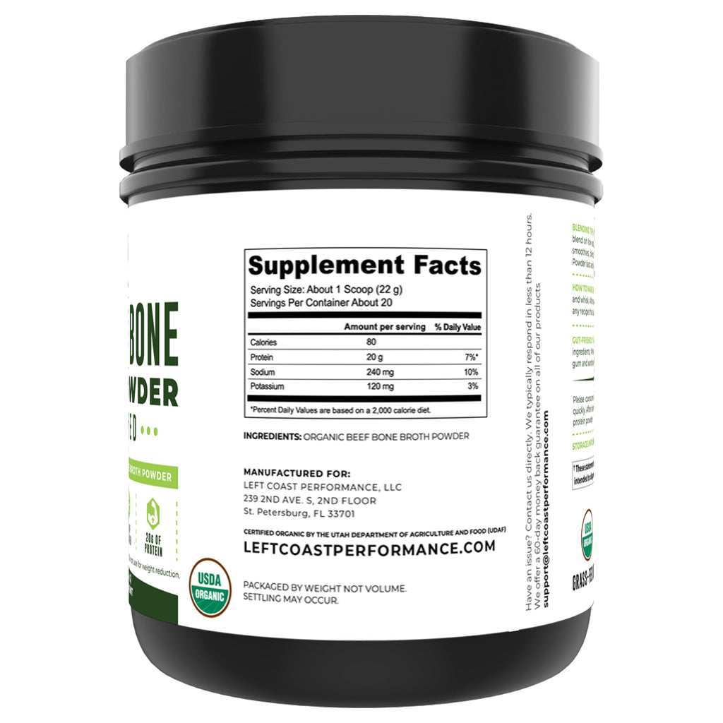 Organic Grass Fed Beef Bone Broth Protein Powder 16oz D645