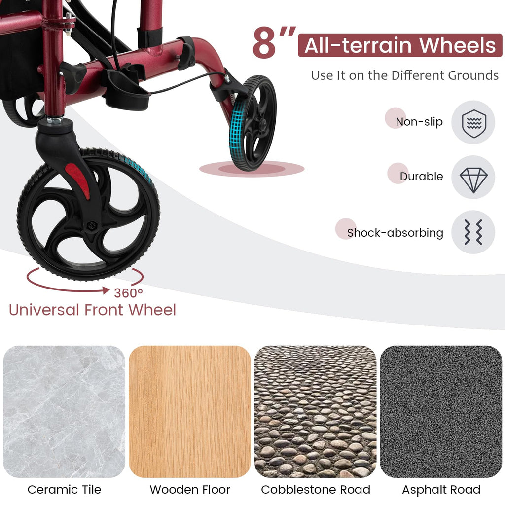 2 in 1 Folding Rollator Walker with Seat O9002