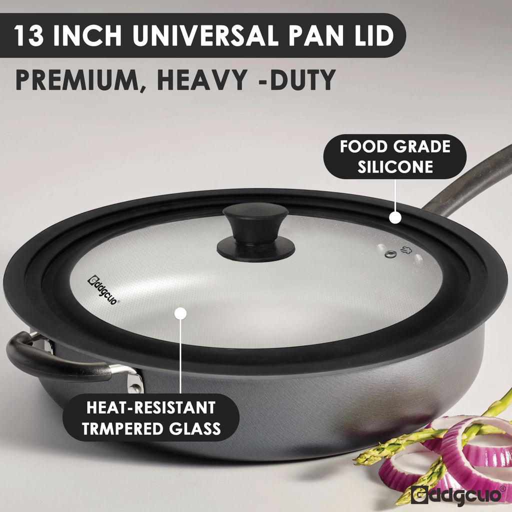 2 Pcs Universal Silicone Tempered Glass Pan Lids Dishwasher Safe X27185