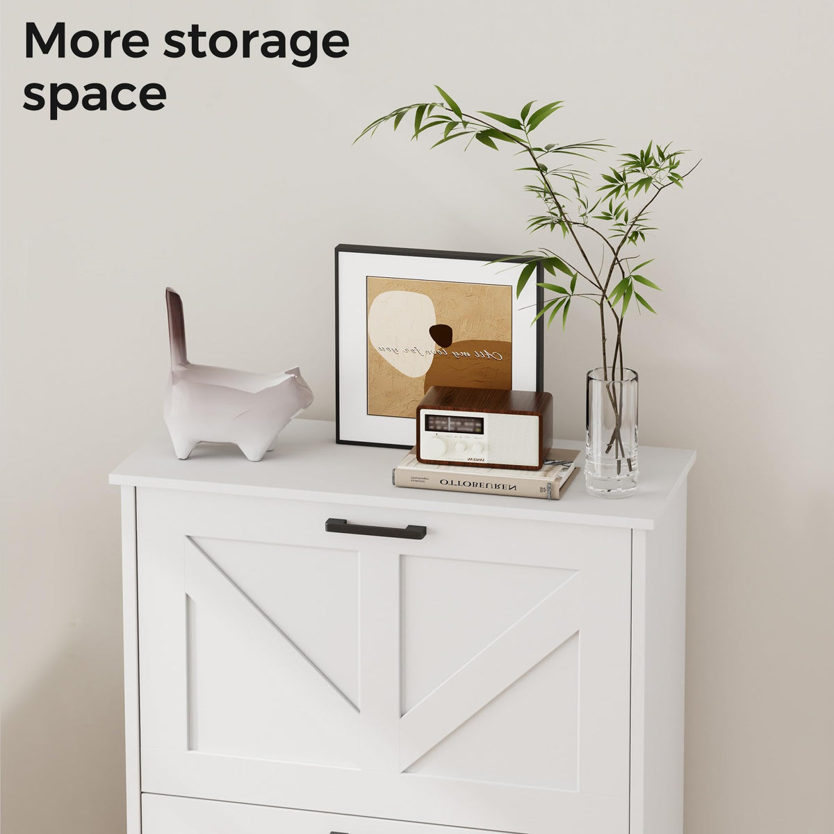 Farmhouse Shoe Cabinet with 2 Flip Drawers H55538