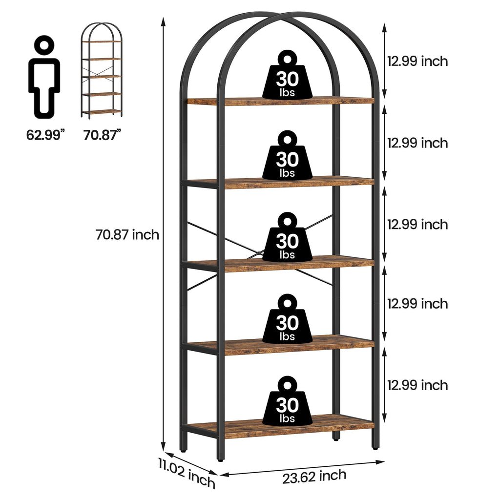 5 Tier Metal Frame Bookshelf T8543