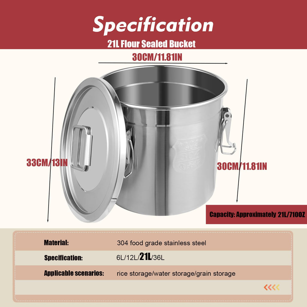 5.5Gal 304 Stainless Steel Airtight Canister Q48656