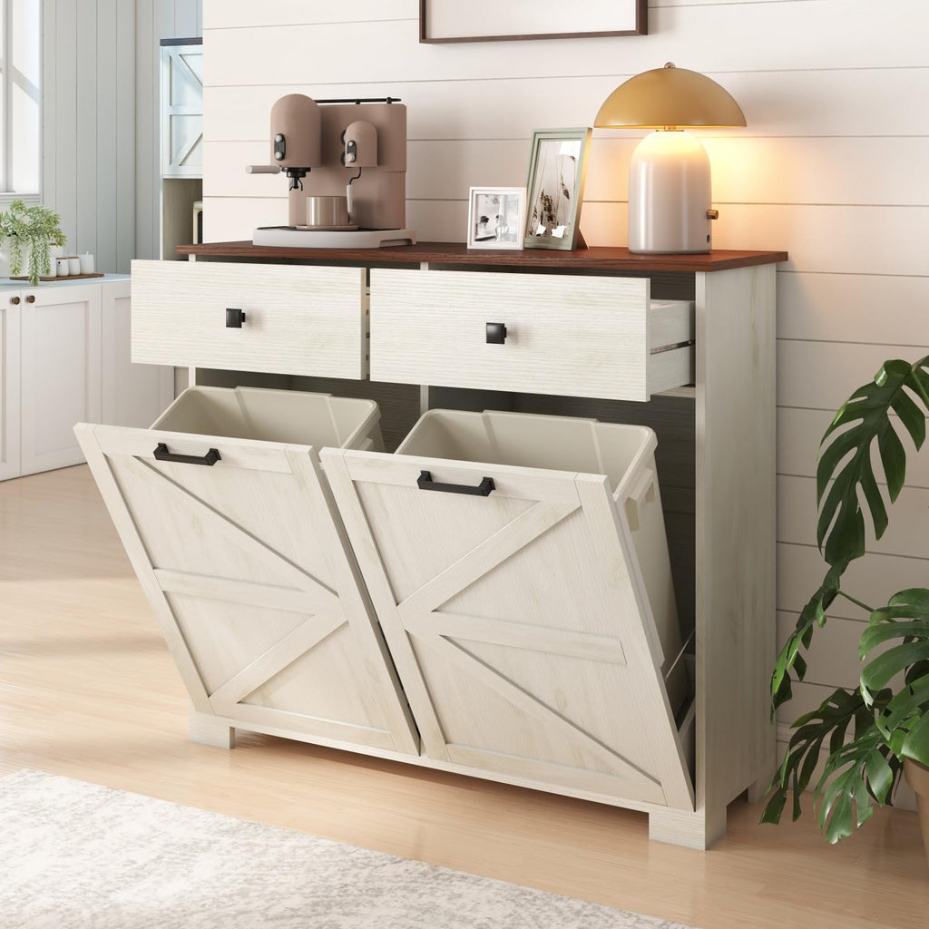 Double Tilt Out Trash Cabinet with Hideaway Drawer C8785