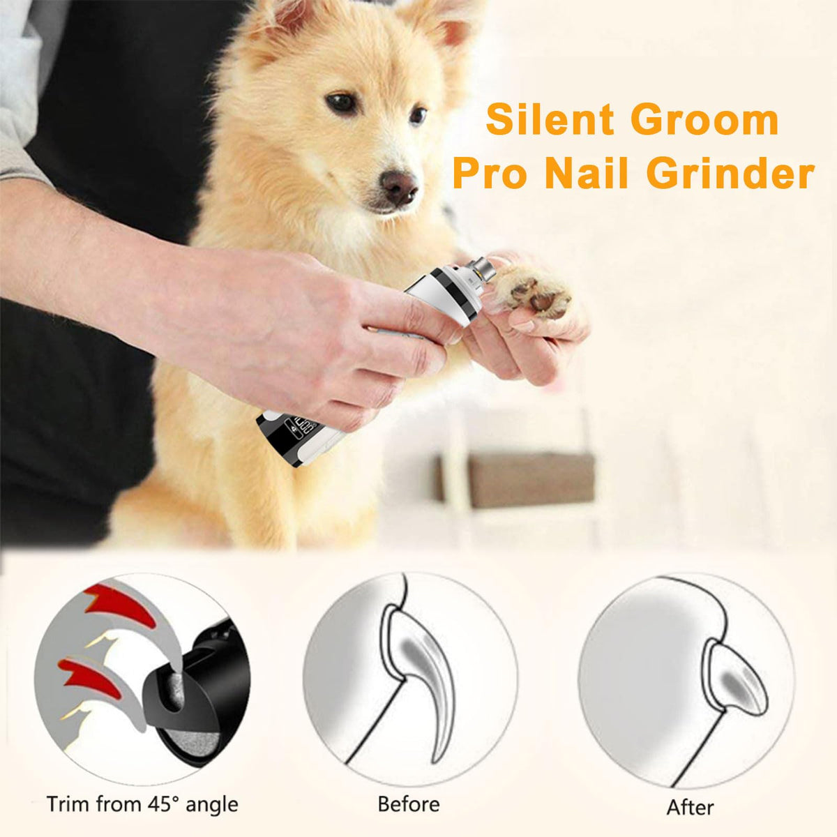 3-Speed Cordless Pet Nail Trimmer with 2 LED Light G617