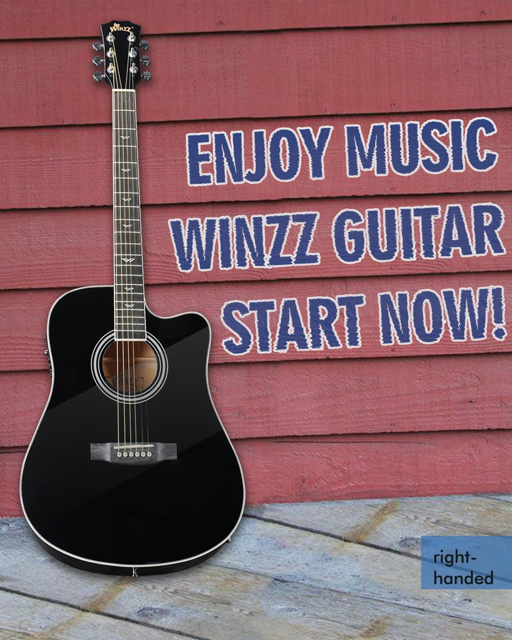 Glossy Black 4/4 Full Size 6 Steel-String Acoustic-Electric Guitar Z807
