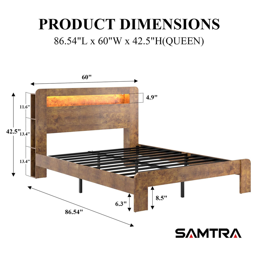 Queen Bed Frame with Wooden Headboard U274901