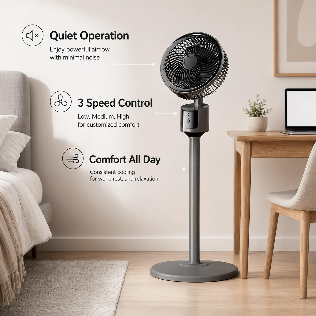 USB Powered Standing Floor Fan K857