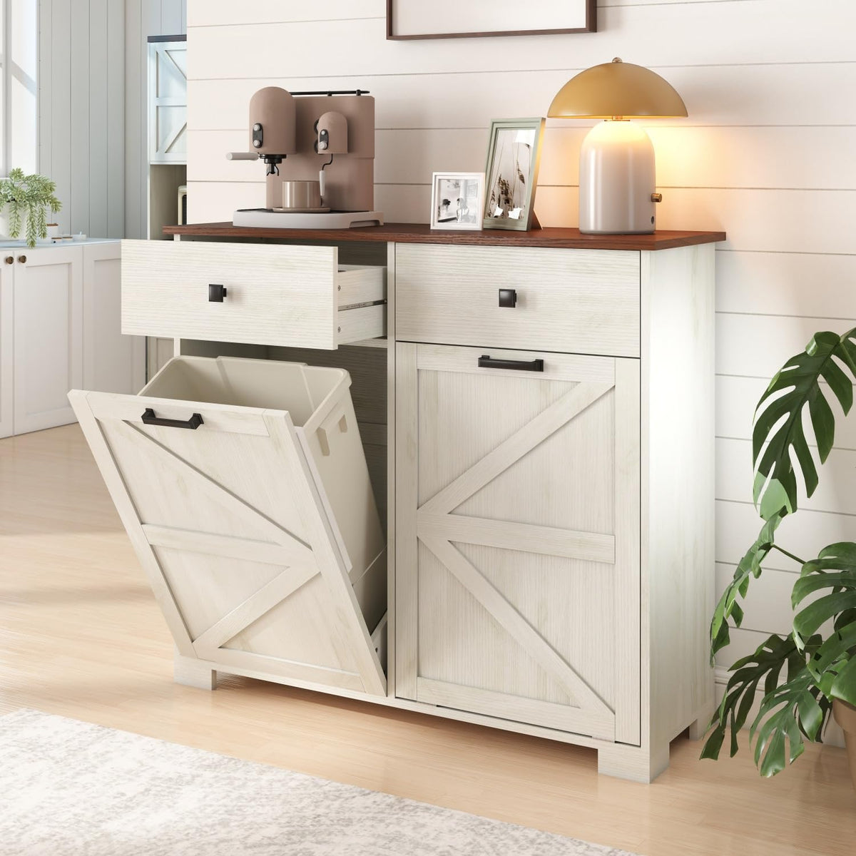 Double Tilt Out Trash Cabinet with Hideaway Drawer C8785
