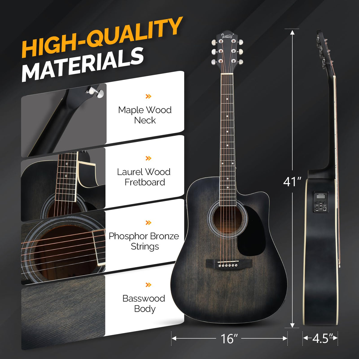 41 Inch Cutaway Acoustic Electric Guitar Kit with 15W Amp U96035