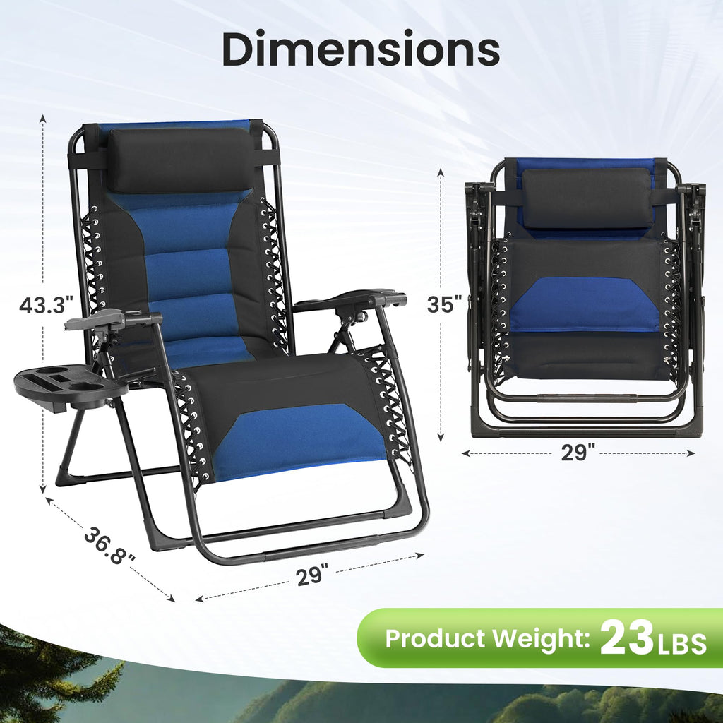 Oversized Zero Gravity Chair 2 Pack Black Blue K912