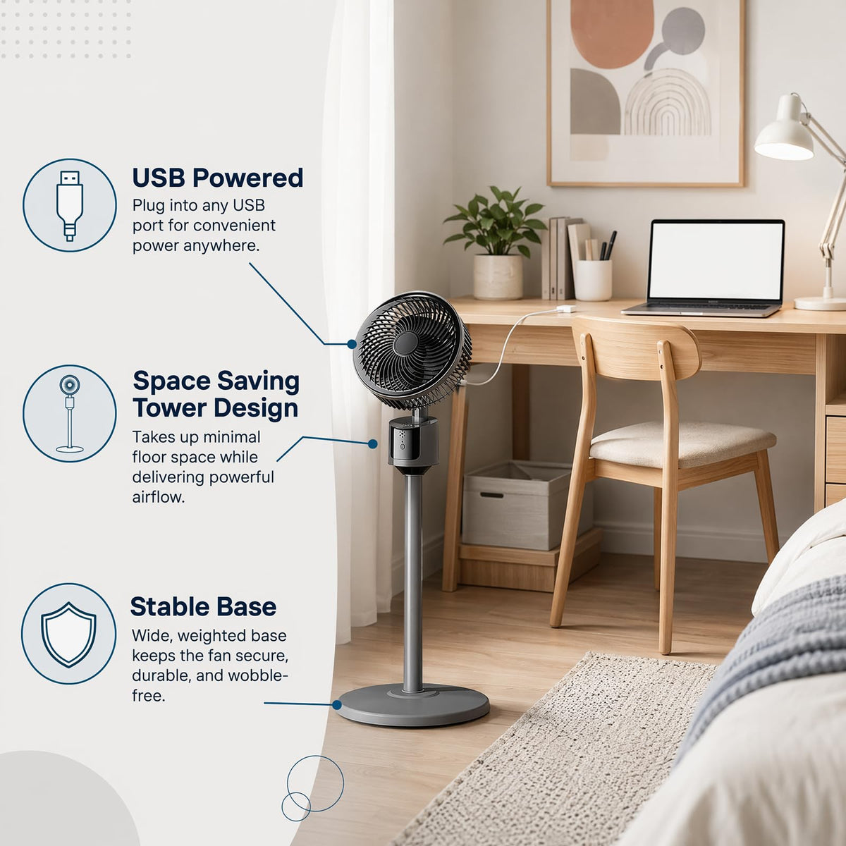 USB Powered Standing Floor Fan K857