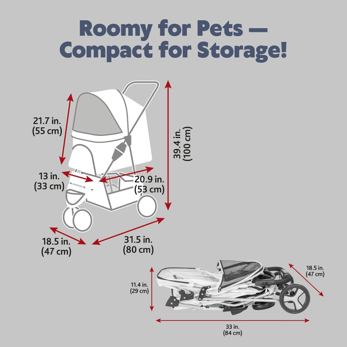 Foldable Pet Stroller with Weather Cover, Storage Basket, Cup Holder, Black N243426