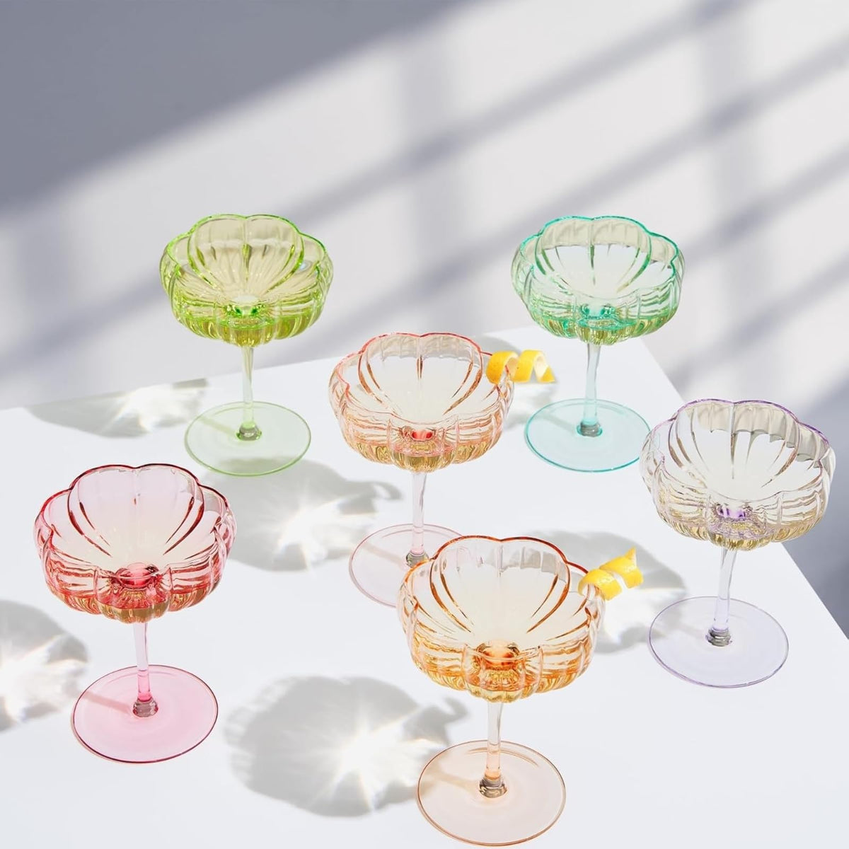 Vintage Wavy Glass Coupes Set of 6 V898