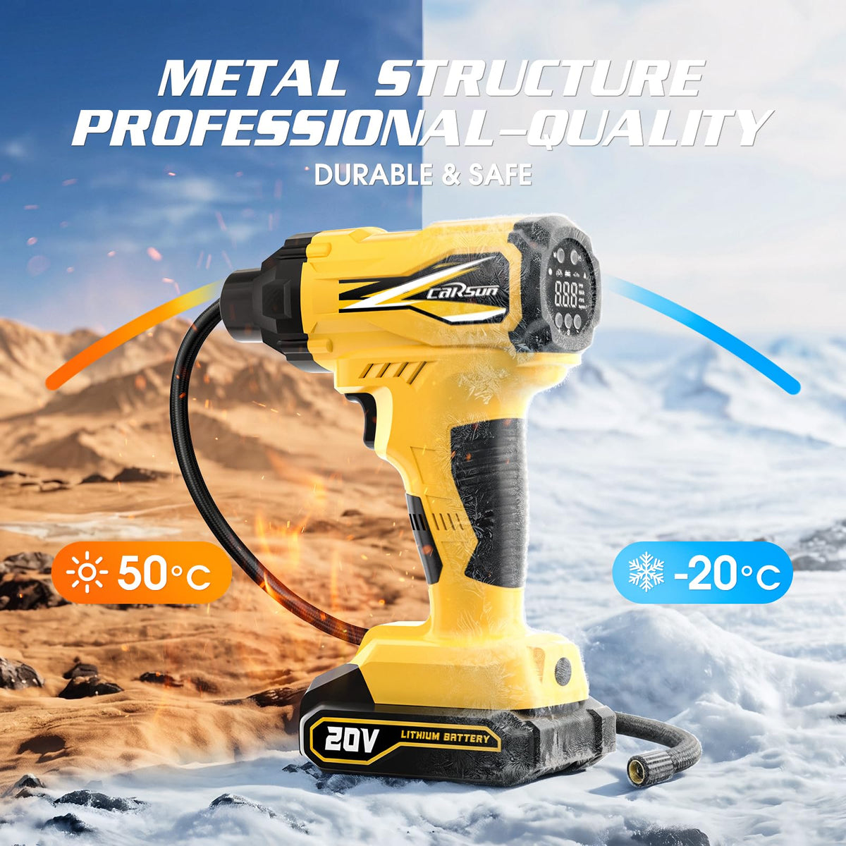 20V Cordless Portable Air Compressor 150 PSI Yellow R2698