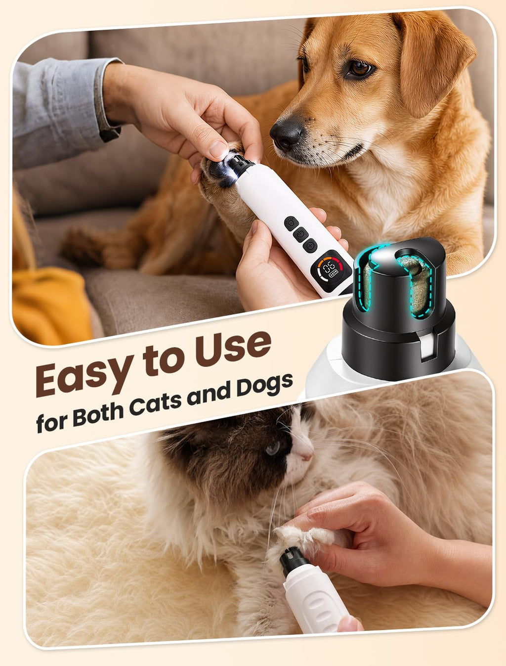 Quiet 6-Speed Electric Pet Nail Grinder C912373