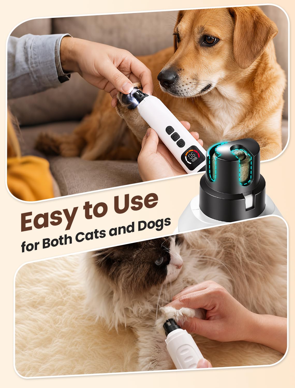 Quiet 6-Speed Electric Pet Nail Grinder C912373