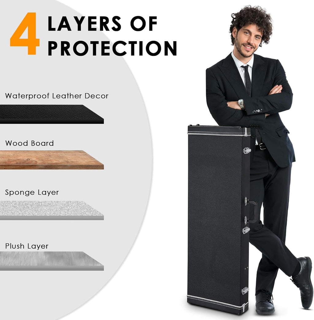 39-Inch Electric Guitar Hard Case with Thickened Padding, Black M84524