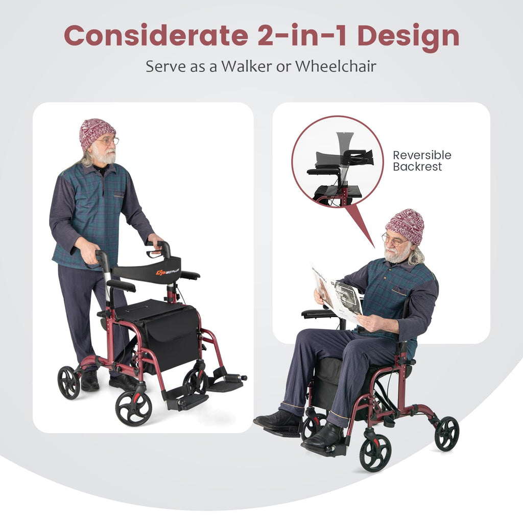 2 in 1 Folding Rollator Walker with Seat O9002