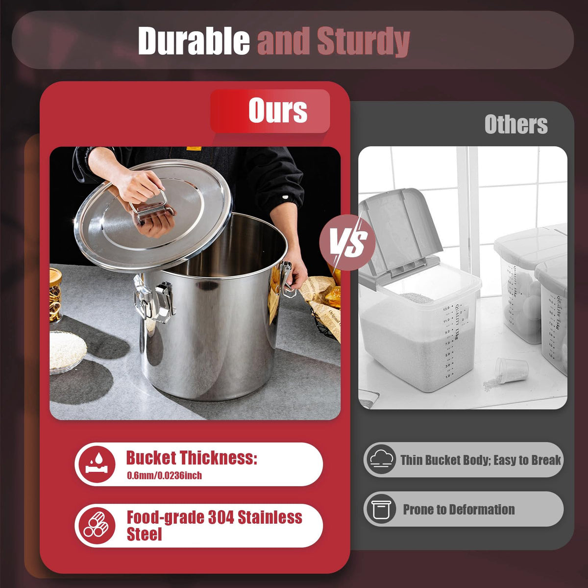 5.5Gal 304 Stainless Steel Airtight Canister Q48656