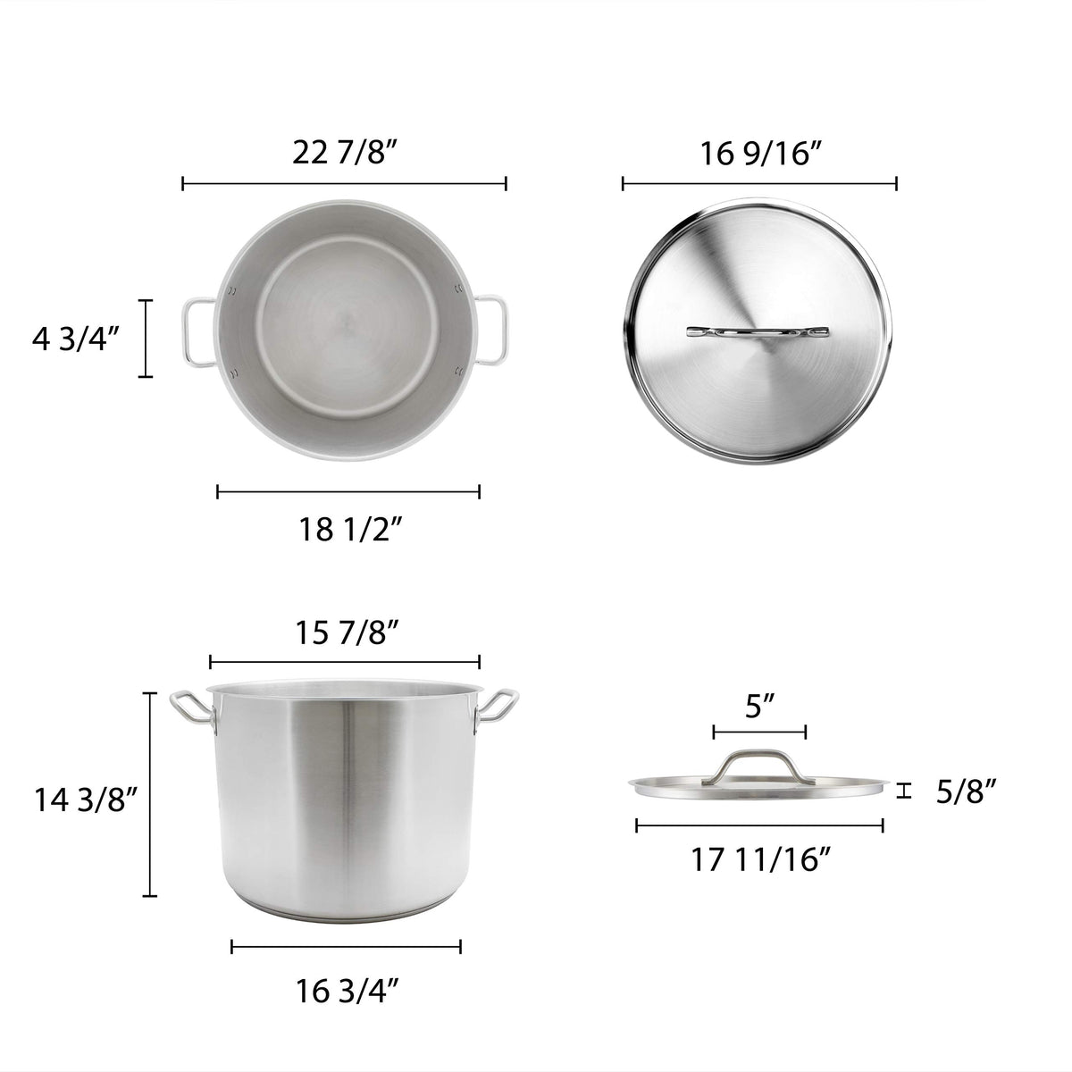 60 Qt Stainless Steel Stock Pot with Lid P14785