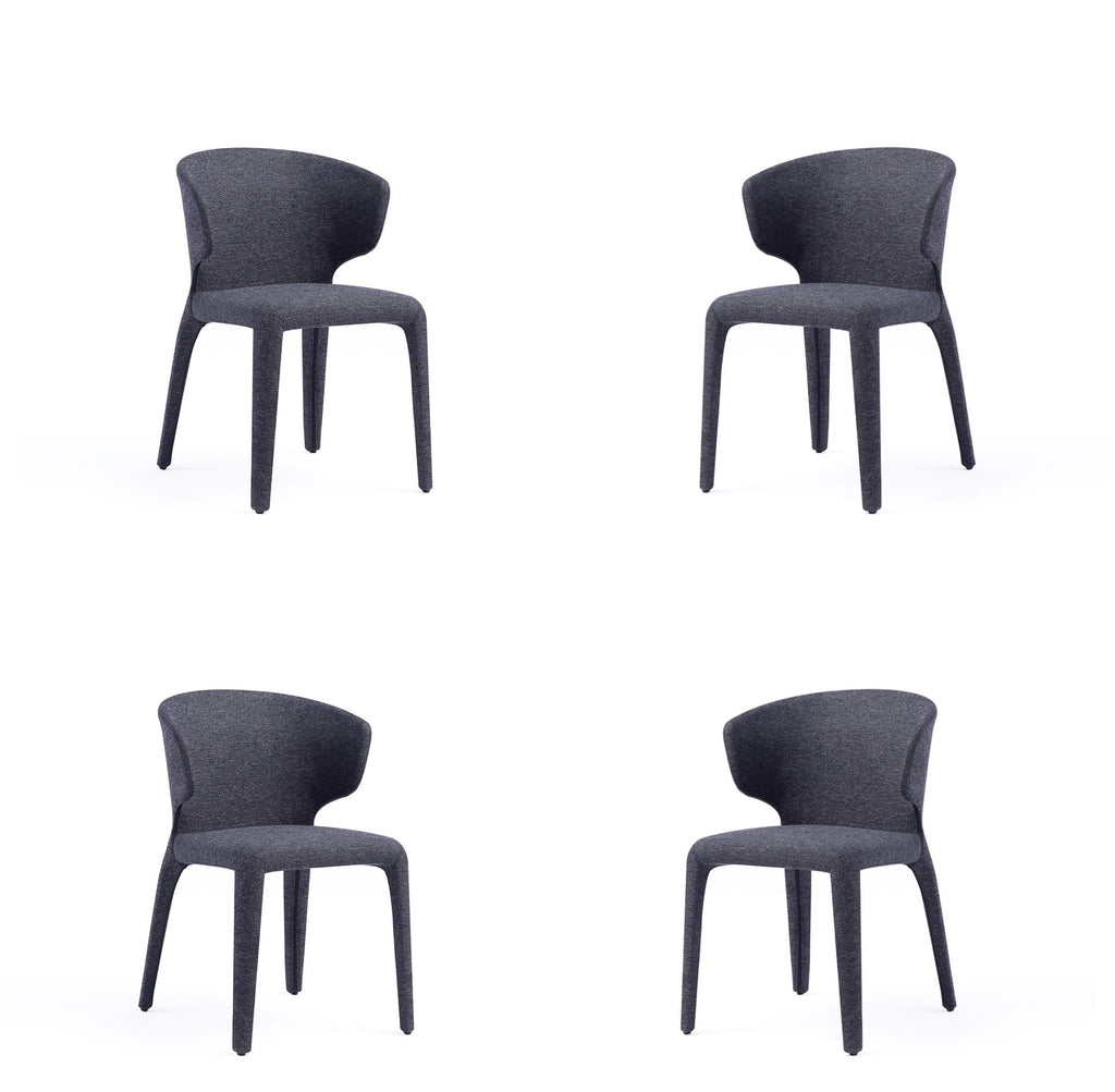 Black Upholstered Dining Chairs Set of 4 W216045