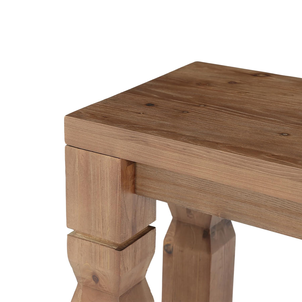 Solid Wood Bench 55-Inch Long Rustic Brown H576