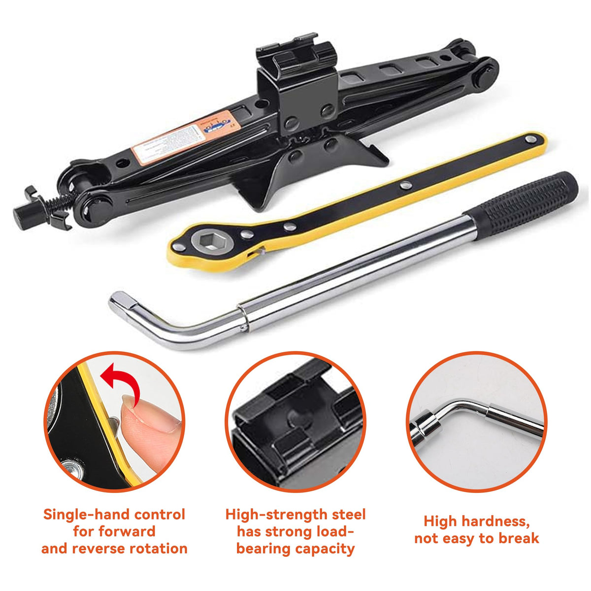 Portable 2 Ton Scissor Jack and Stand Kit with Lug Wrench D80900