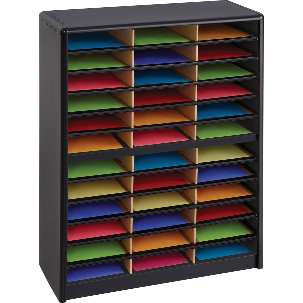 36 Compartment Black Literature Organizer O334514