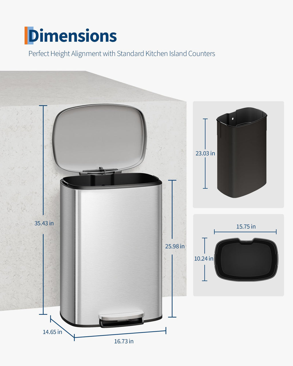 Step-on Stainless Steel Kitchen Trash Can 13 Gal R735