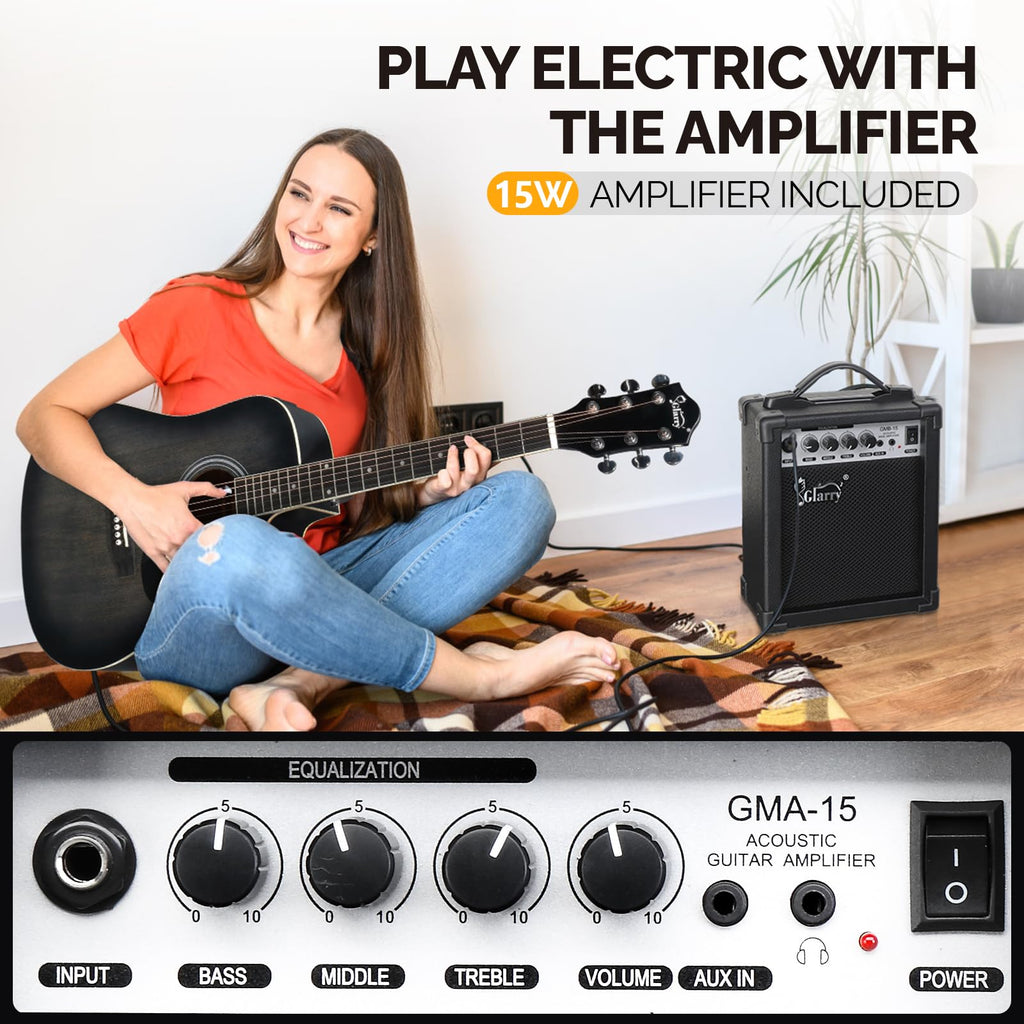 41 Inch Cutaway Acoustic Electric Guitar Kit with 15W Amp U96035