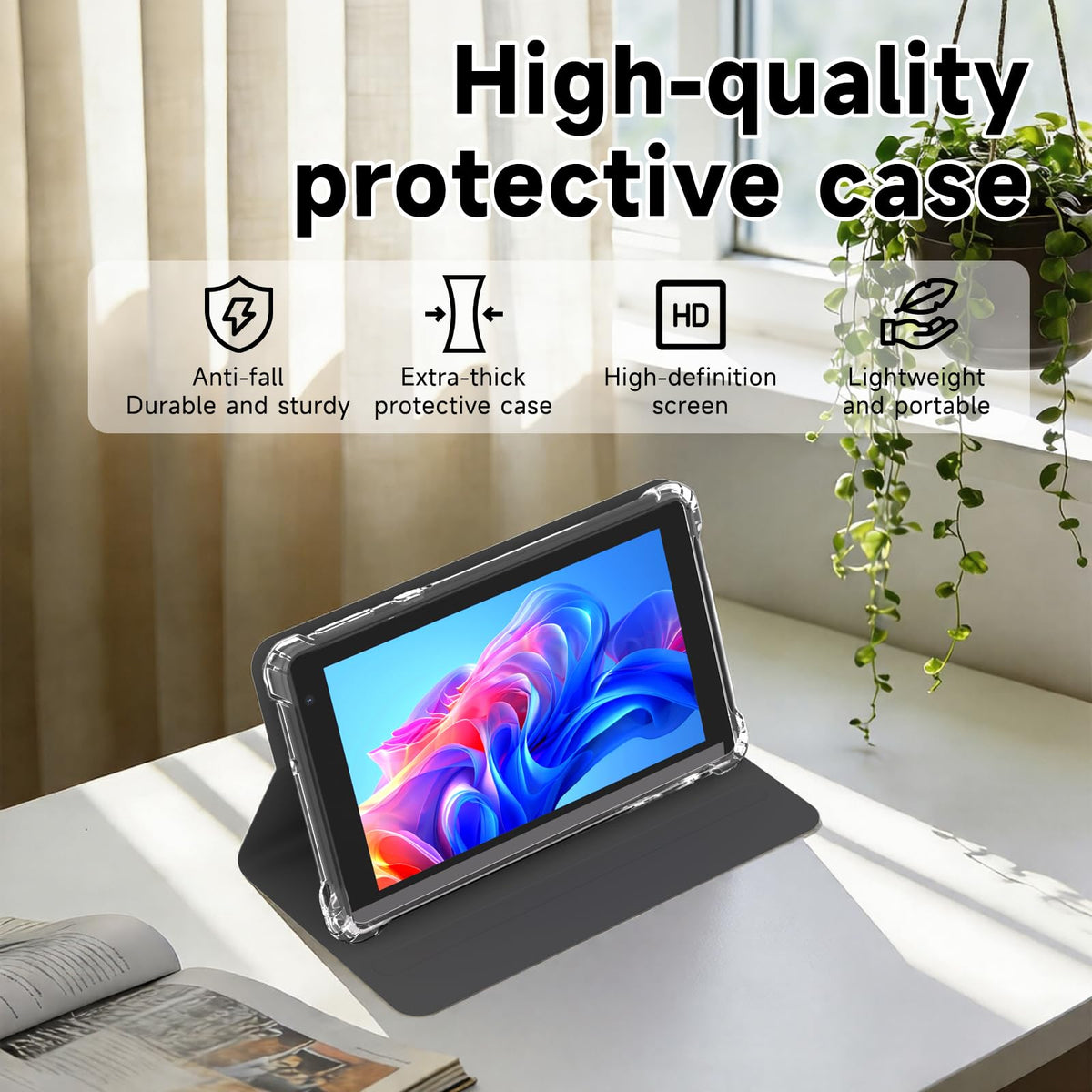 7 inch Android 14 Tablet with Case, 8GB RAM 32GB ROM, Black R977189