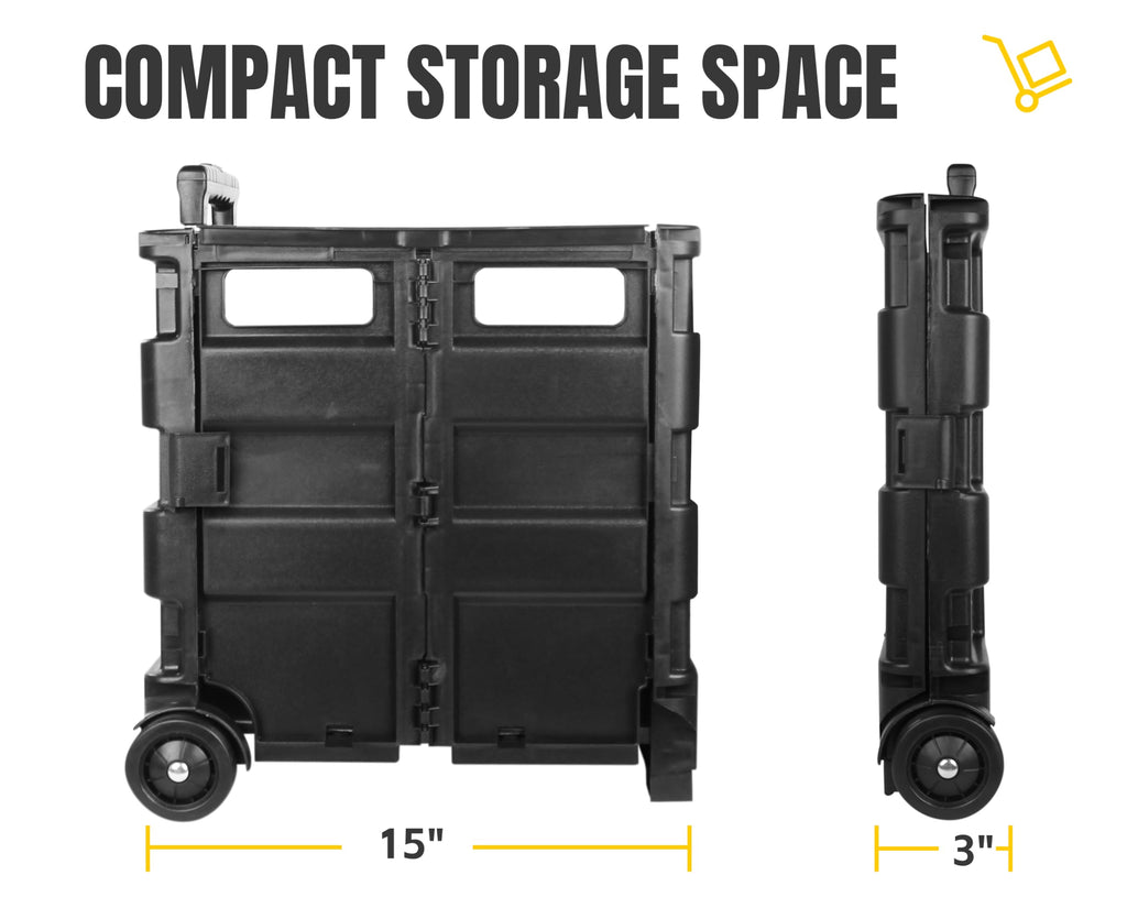Black Collapsible Rolling Folding Dolly Cart C283