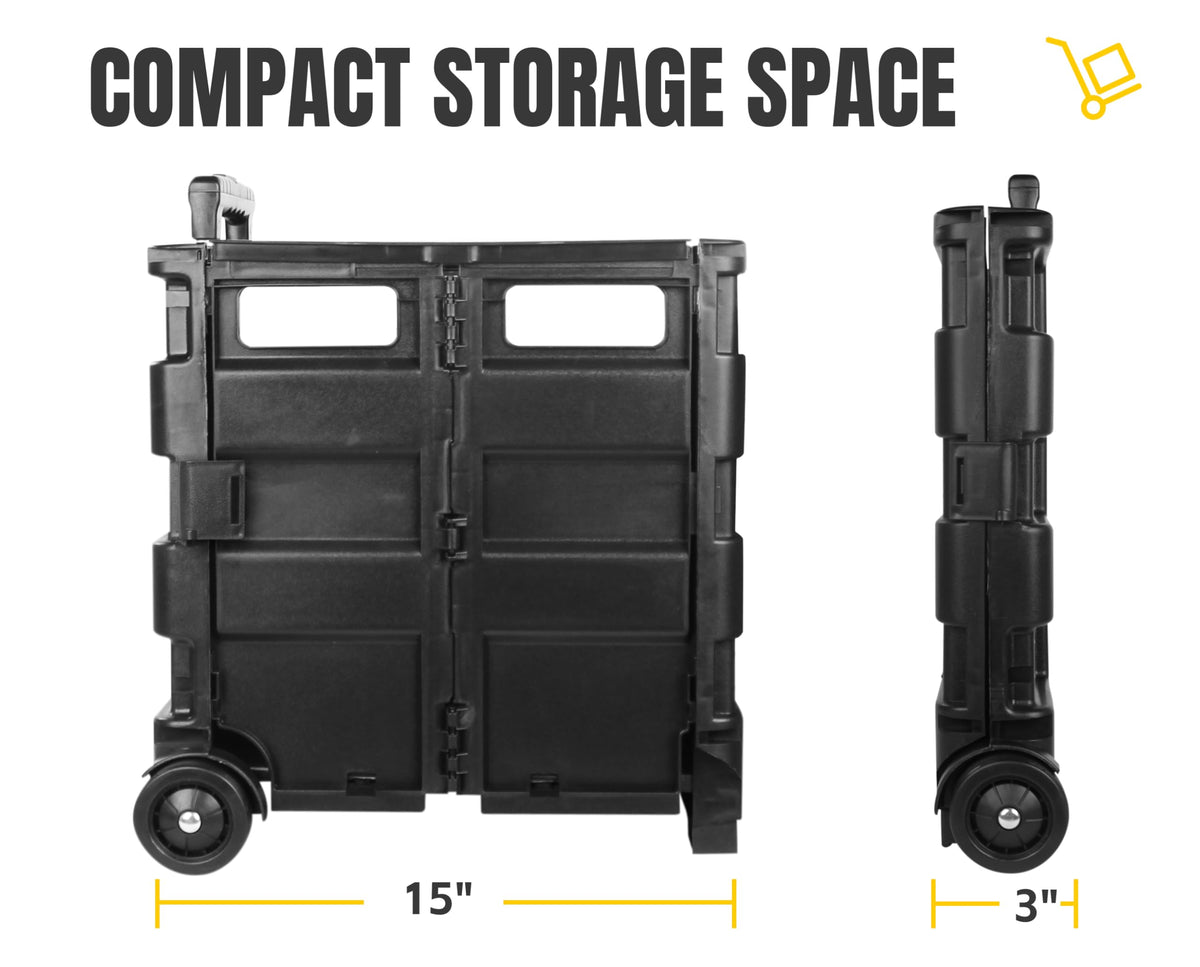 Black Collapsible Rolling Folding Dolly Cart C283