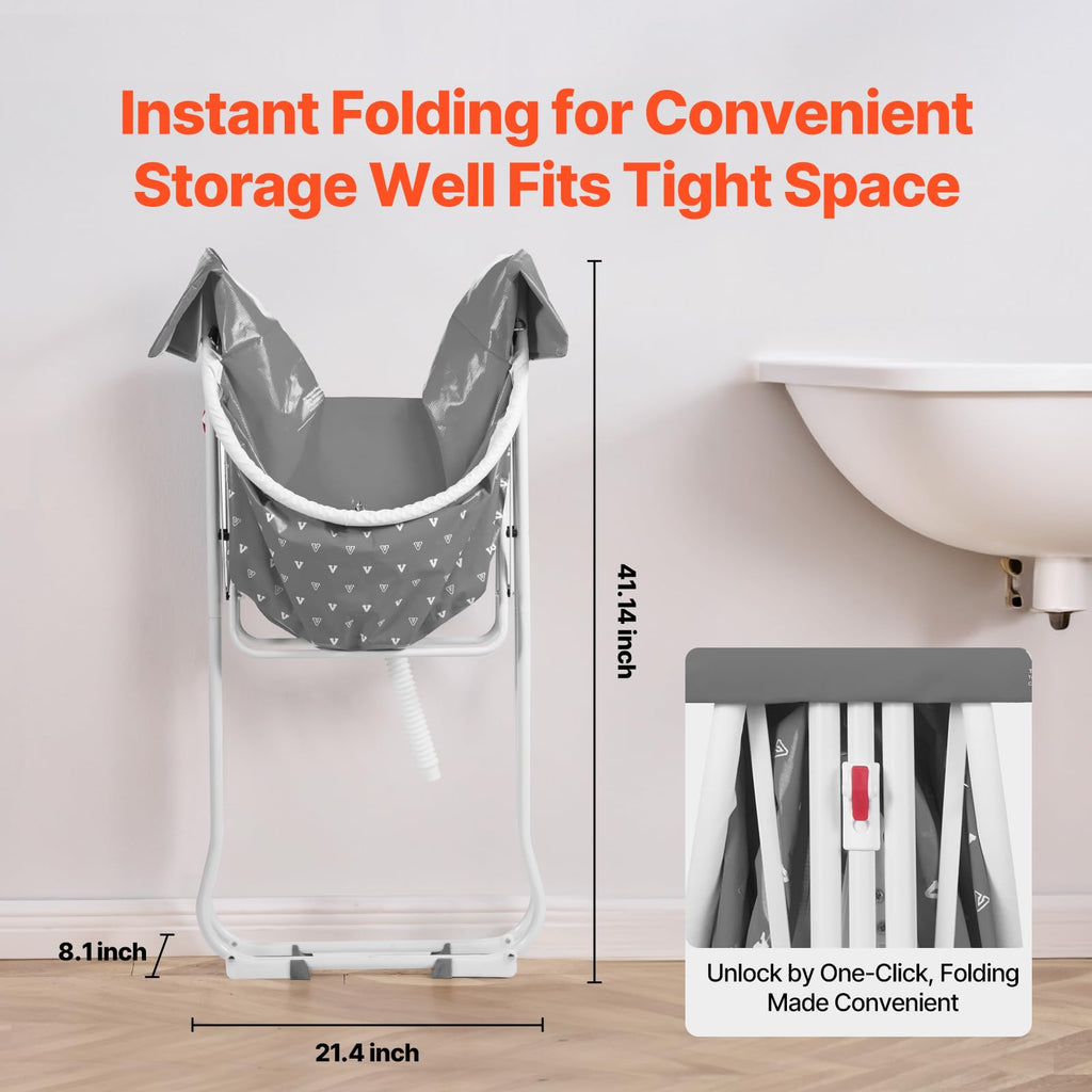 Portable Foldable Dog Bathtub with Drain W931907
