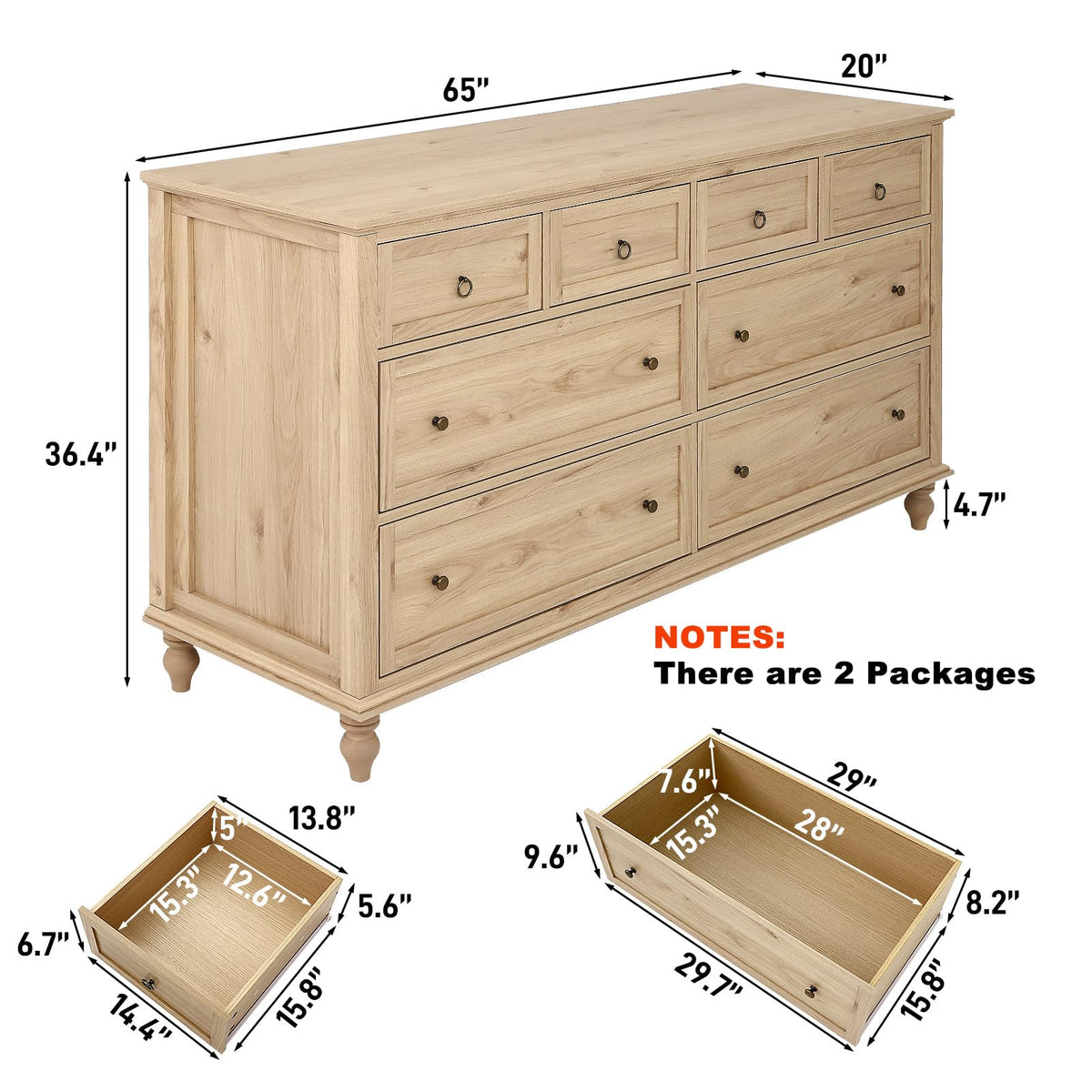Rustic Wood 8 Drawer Dresser B773